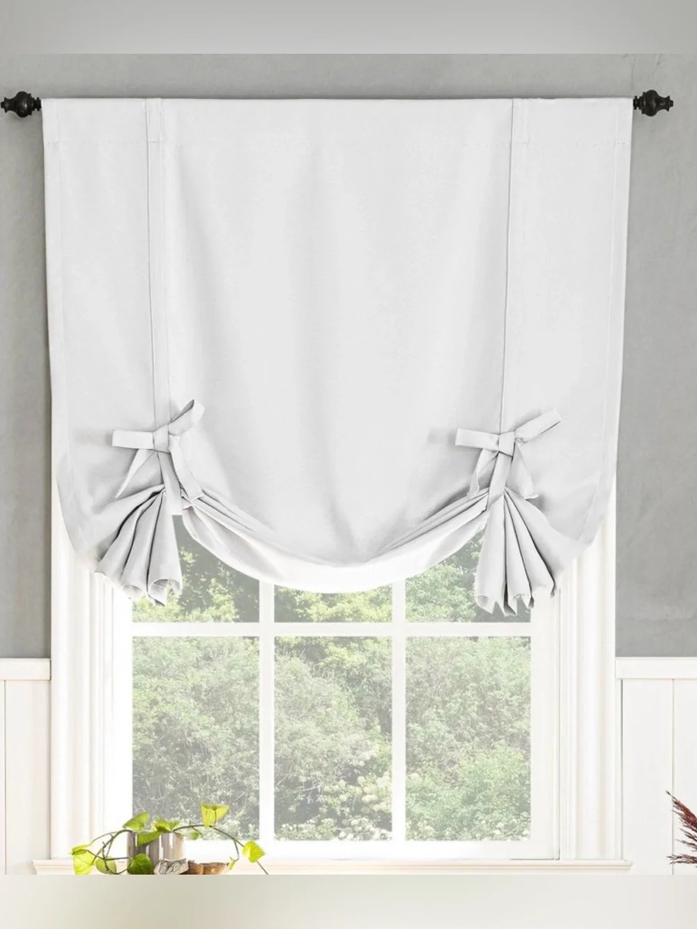 Classic White Tie-Up Roman Shade Curtain